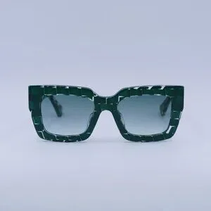Bottega Veneta BV1212S 008 Sunglasses Green Square Frame, Green Lenses Bottega Veneta BV1212S 008 Square Pattern/Green Sunglasses  main image 2